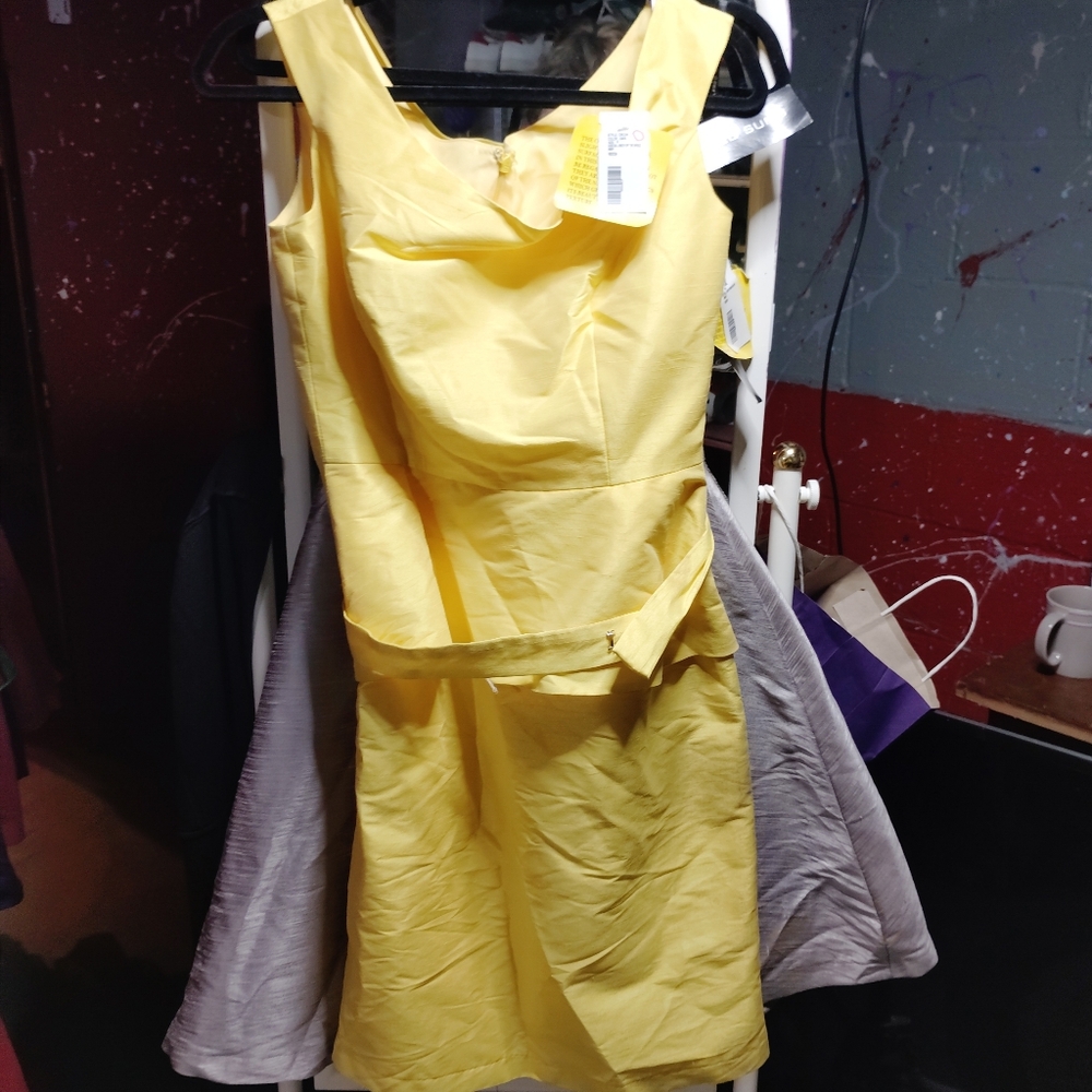 ALFRED SUNG Asymmetrical Yellow Dress